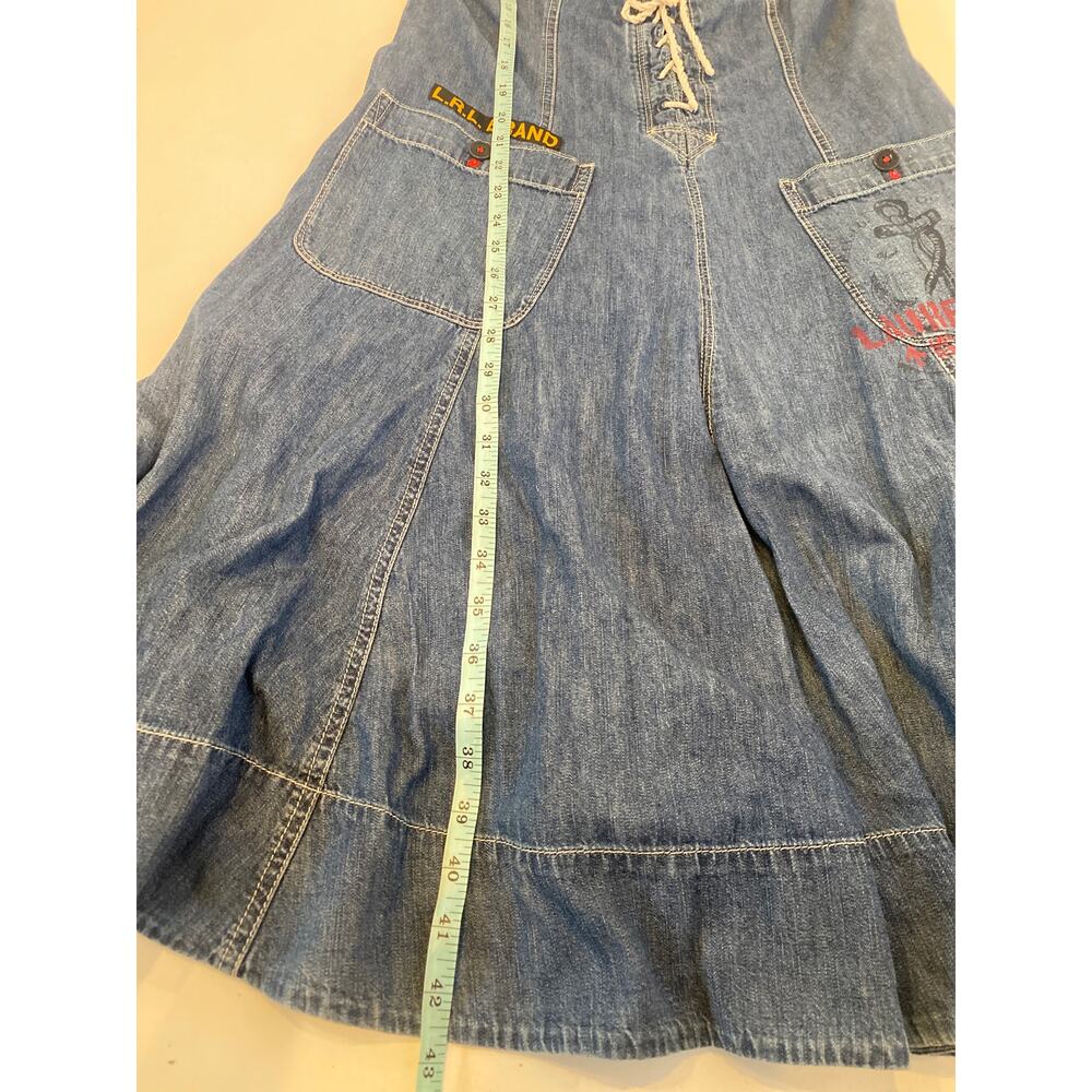 LRL Vintage Sleeveless Nautical Denim Dress Fit & Flare Lace Up Front EUC Sz 8 - Picture 12 of 14
